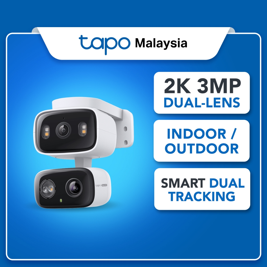 TP-Link Tapo C246D 2K 3MP Indoor/Outdoor Dual-Lens CCTV - AI Detect (Person/Pet/Vehicle), Weatherproof