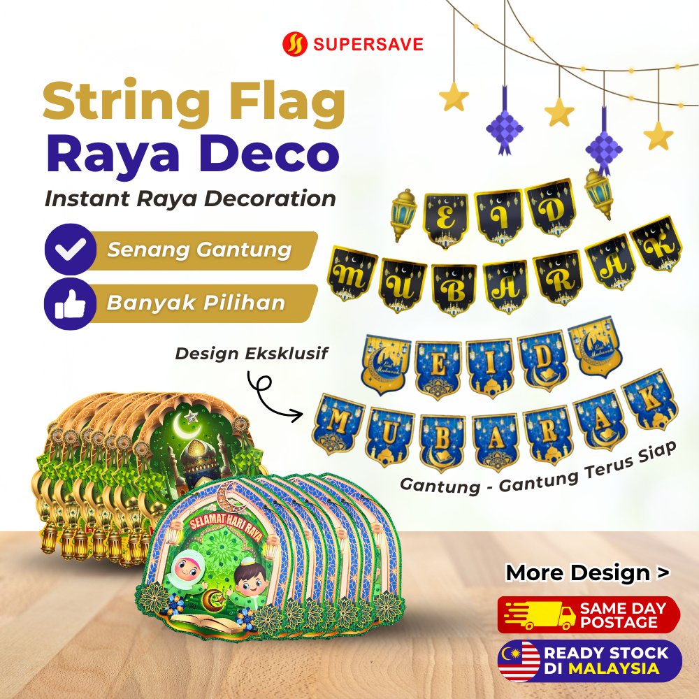 SUPERSAVE Raya String Flag Pennant Hari Raya Decoration Ketupat Hiasan Dekorasi Hari Raya