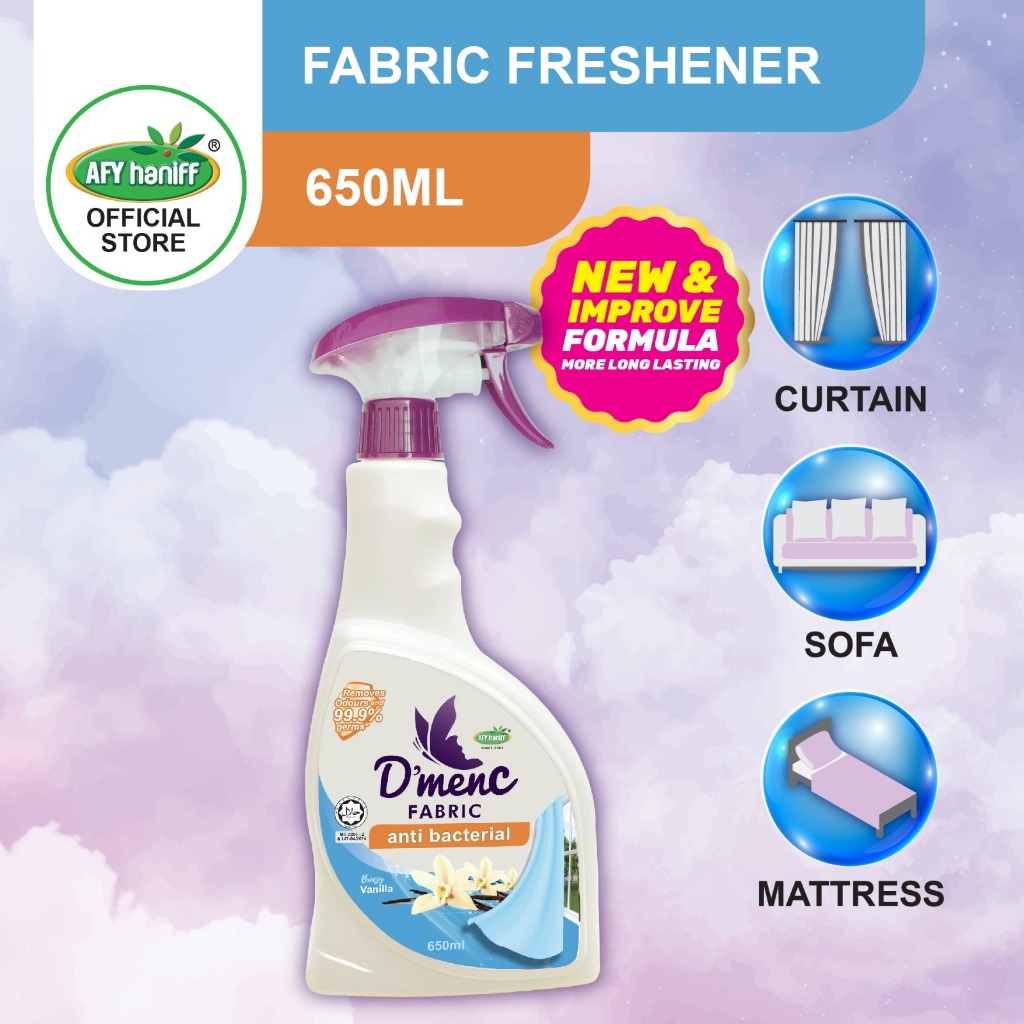 D'menc® Pewangi Fabrik Breezy Vanilla 650ml Spray Fabric Fragrances Freshener Perfume