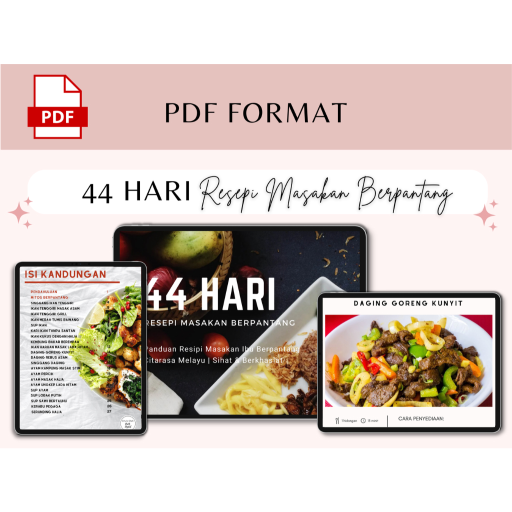 Ebook Panduan Menu Ibu Selepas Bersalin 44 Hari Lengkap | Menu Sihat Ibu Bersalin | Ebook Menu Sihat Ibu 44 Hari