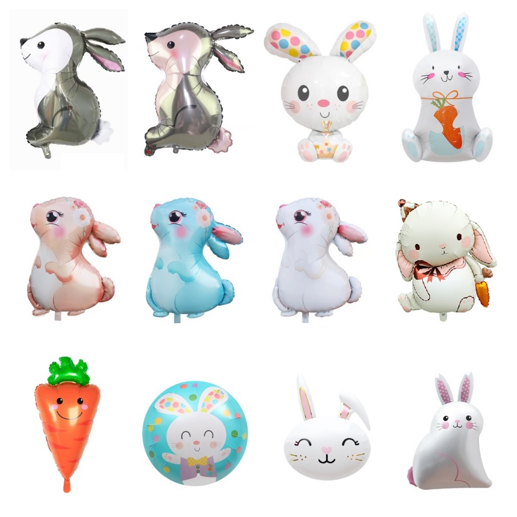 [Ready Stock]Cute Rabbit Themed Foil Balloon Forest Wild Animal Pets Party Supplier QQ Balloon 兔子动物气球