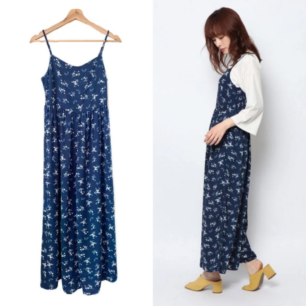 INGNI Blue Floral Jumpsuit Sleeveless