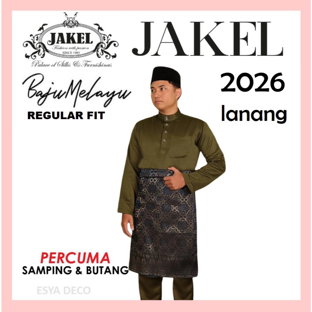 [NEW] 2026 Regular Fit Baju Melayu Jakel Premium Lanang Baju Melayu Lanang by Jakel Percuma Samping dan Butang Baju