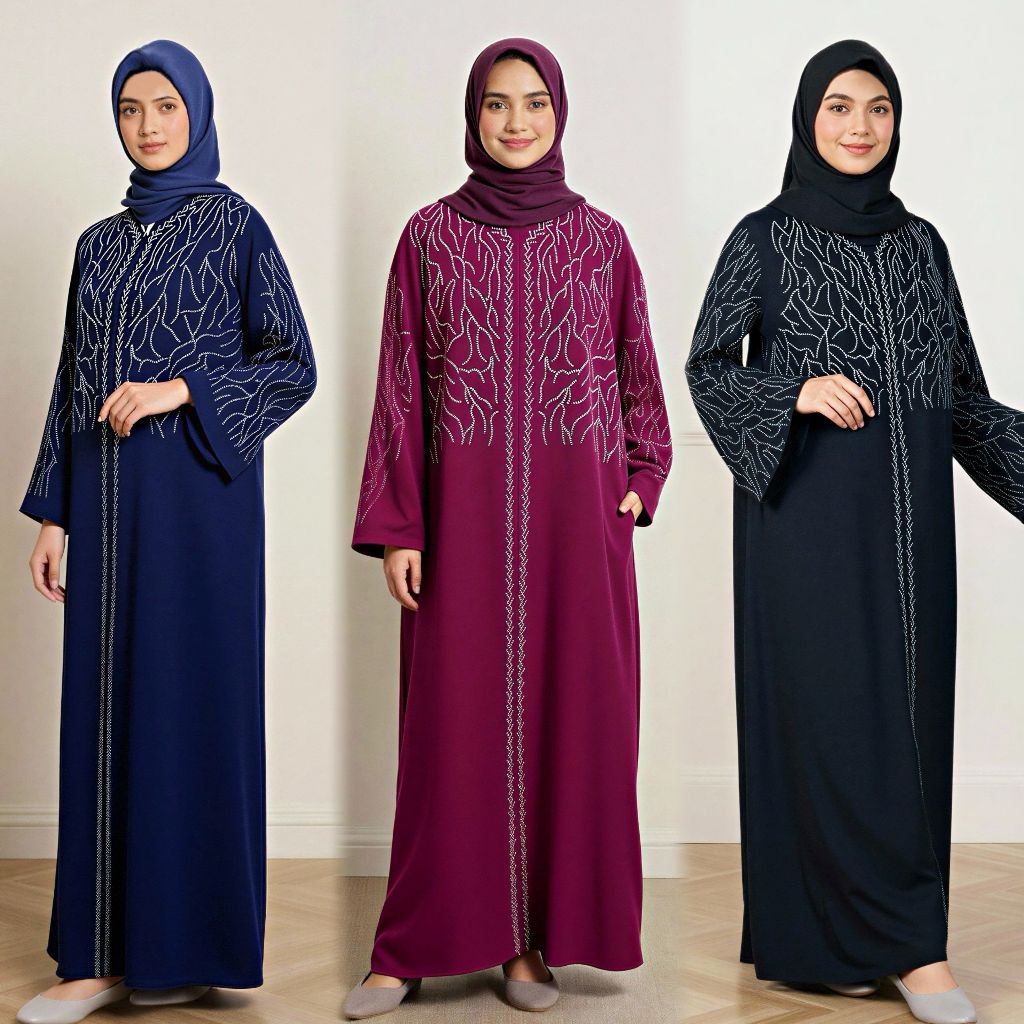 Pickone Fashion RAYA 2026 Womens Muslim Abaya Casual Long Sleeve A Line Evening Party Oversized Printed Cotton D048