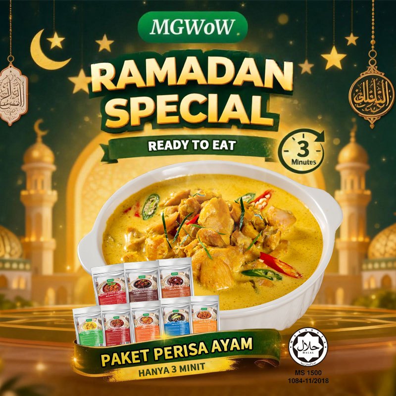 MGWoW HALAL Bun Ayam Instant Sedap Chicken Mudah Dimasak Travel 150g Rendang Ayam Kari Ayam Nyonya