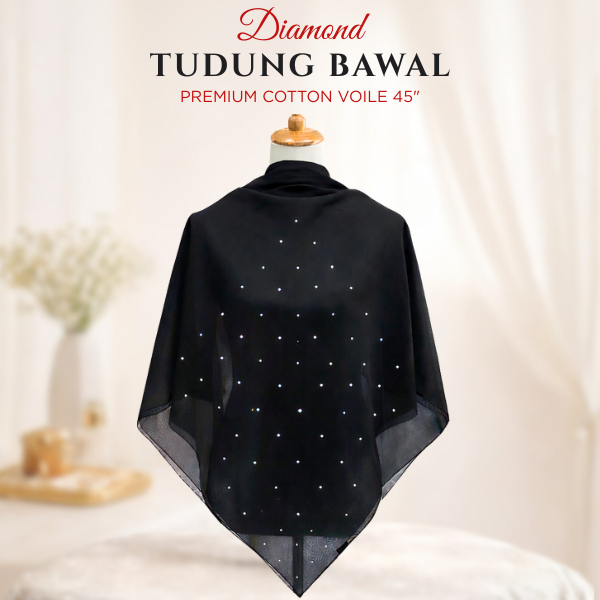 Tudung Bawal Diamond Batu Tabur Bidang 45 Premium Cotton | Bawal Manik Tabur | Beli 10 FREE 1