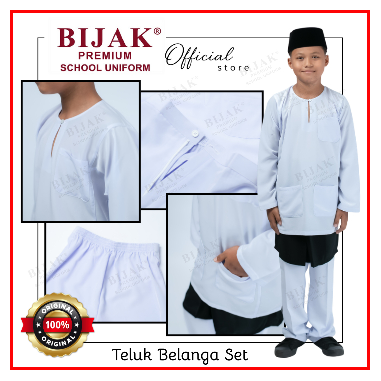 [READY STOCK] [MADE IN MALAYSIA] BIJAK® BAJU SEKOLAH AGAMA TELUK BELANGA / JOHOR COLLAR SET (KOSHIBO/ KAIN LICIN)