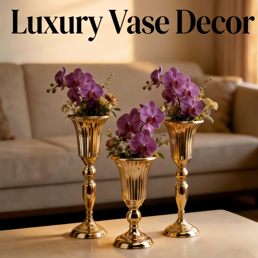 European Style Luxury Wedding Flower Vase Metal Candlestick Candle Holders Iron Golden Flowers Vase Wedding Ceremony