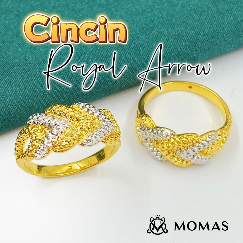 MOMAS CINCIN ROYAL ARROW 5D Emas 916 Original Cincin Emas 916 Tulen Cincin Bajet Emas 916 Cincin Murah Emas Original