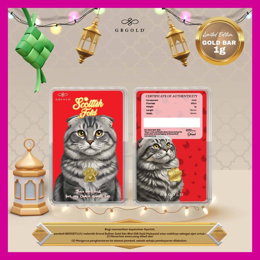 GB GOLD Cat Scottish Fold GoldBar 1g (Emas 999.9)