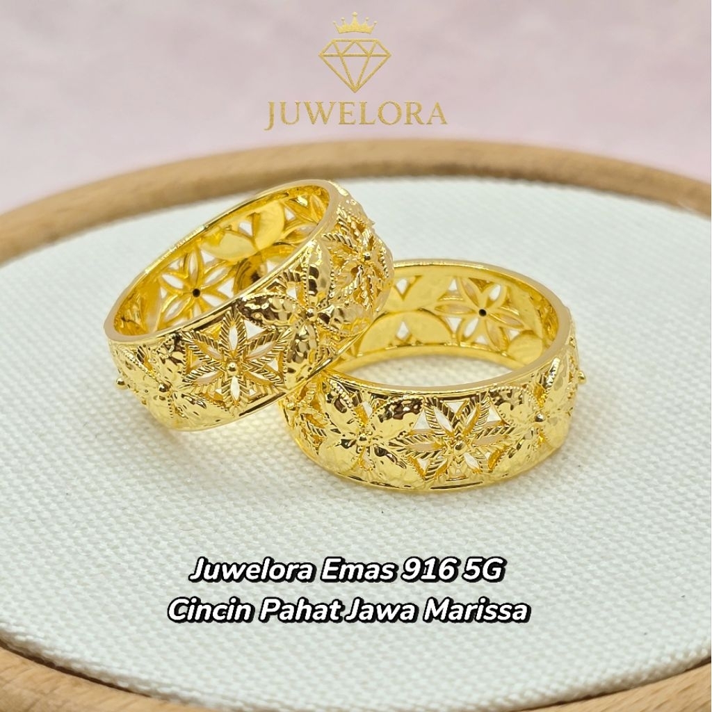 Juwelora Emas 916 3L I Cincin Marissa Pahat Jawa I 100% Emas 916 | Free Shipping | Mega Sale | Ramadan Sale #emas916