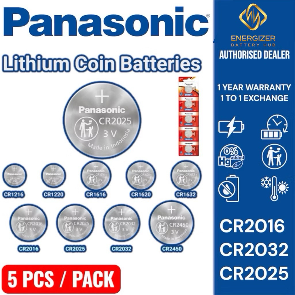 Panasonic Car Remote Battery 5pcs CR2032 CR2025 CR2016 CR1620 CR1632 CR1220 3V Lithium Coin Cell Watch Battery Pack
