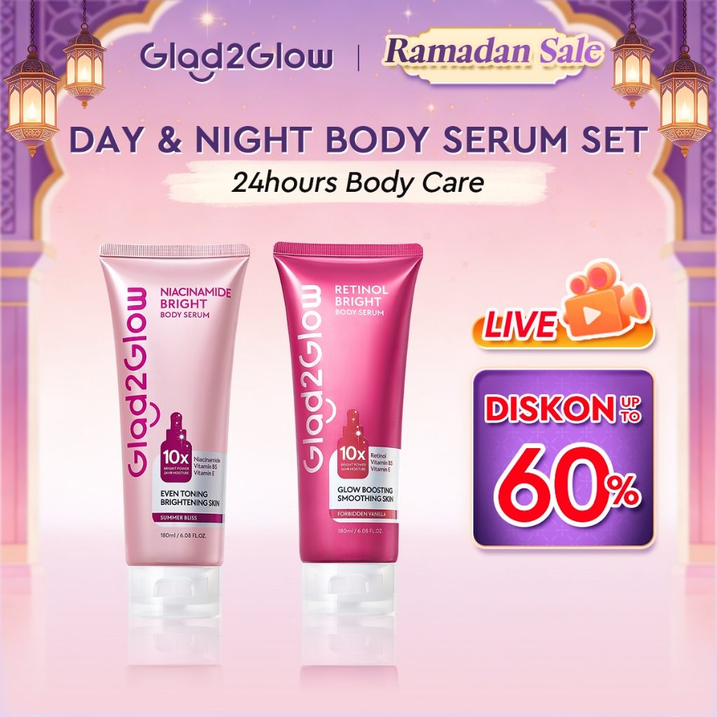 【Ready Stock】Glad2Glow Retinol Bright Body Serum Lotion Lightweight Texture Vamin B5 Hydration Firmer & Smoother Skin