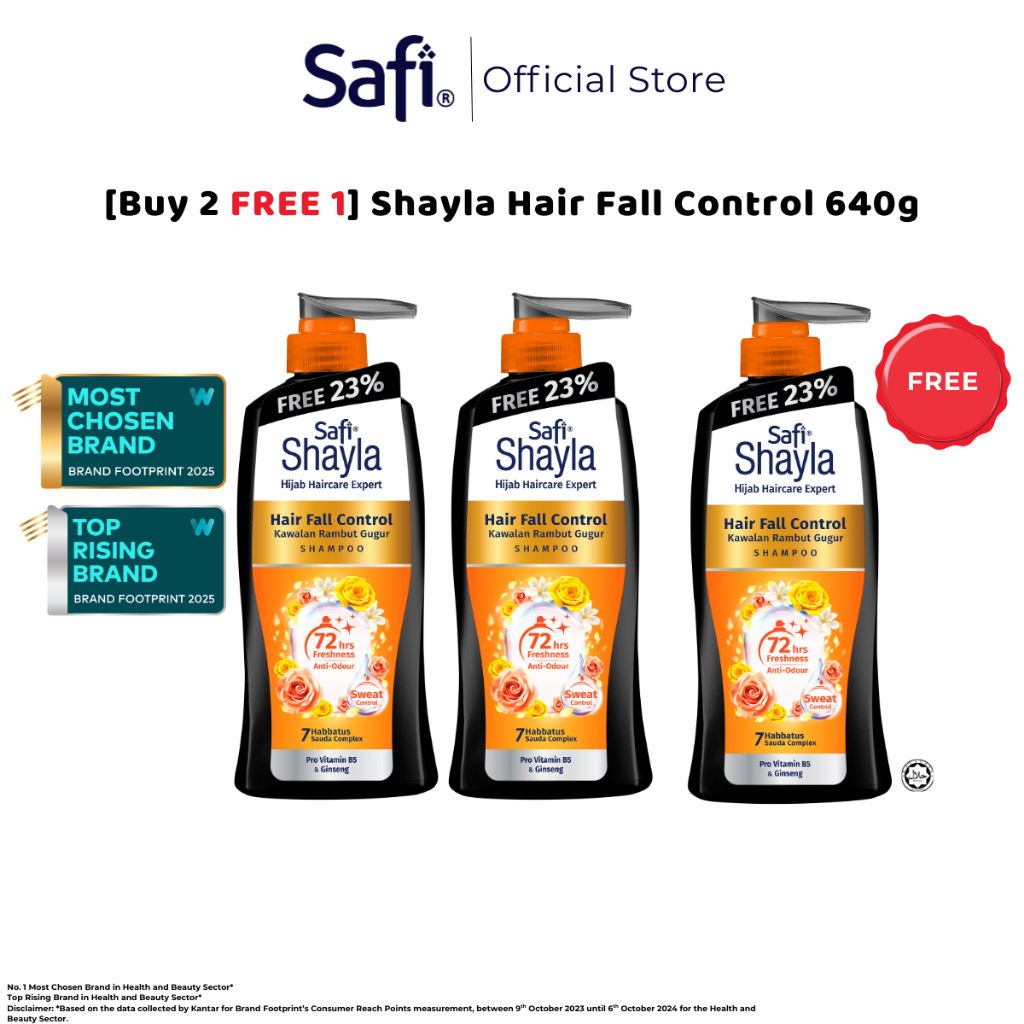 [Buy 2 Free 1] Safi Shayla Hair Fall Control Shampoo 640g | Reduce hair fall | Strengthen hair struc