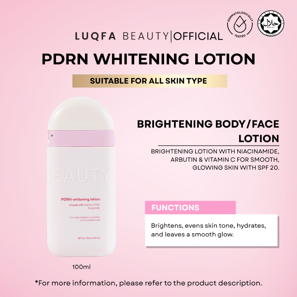 LUQFA BEAUTY PDRN Whitening Lotion 100ml - Mencerahkan & Melembapkan Kulit dengan DNA Salmon & Peptide