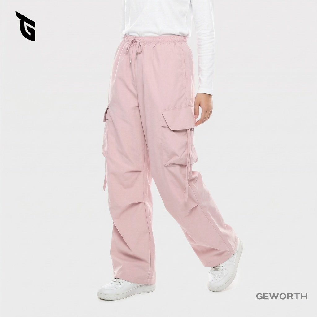 GEWORTH Seluar Cargo Wanita Style Loose Baggy Lelaki Perempuan Viral Bergetah