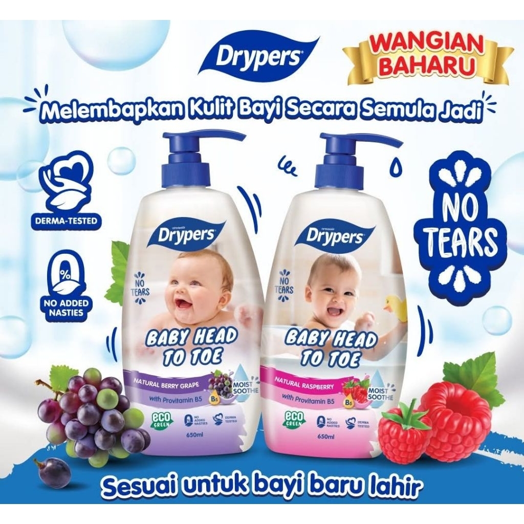 DRYPERS Baby Head To Toe 650ml Rasberry/ Grape Berry