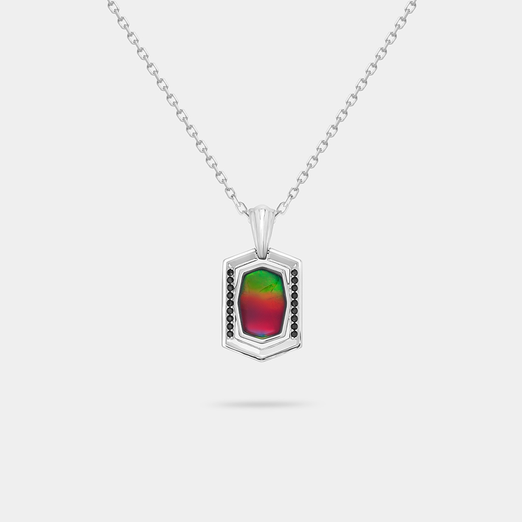 AURA BLACK HEXAGONAL AMMOLITE PENDANT