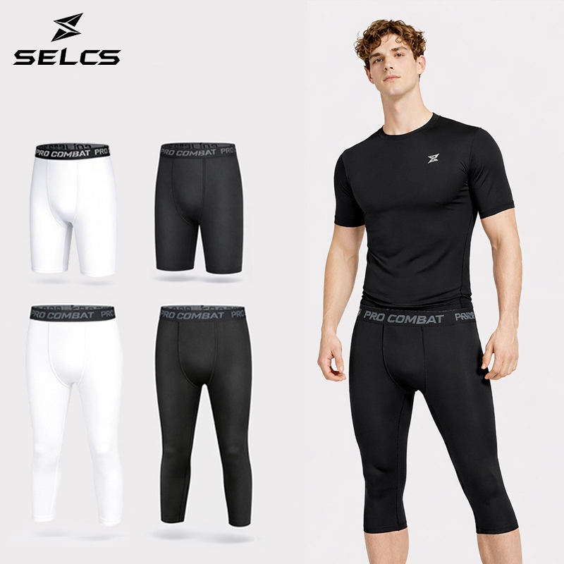 SELCS Men's Leggings Tight Pants Pro Combat Men Seluar Tight Lelaki Bola Men Tight Gym Fitness男士健身褲