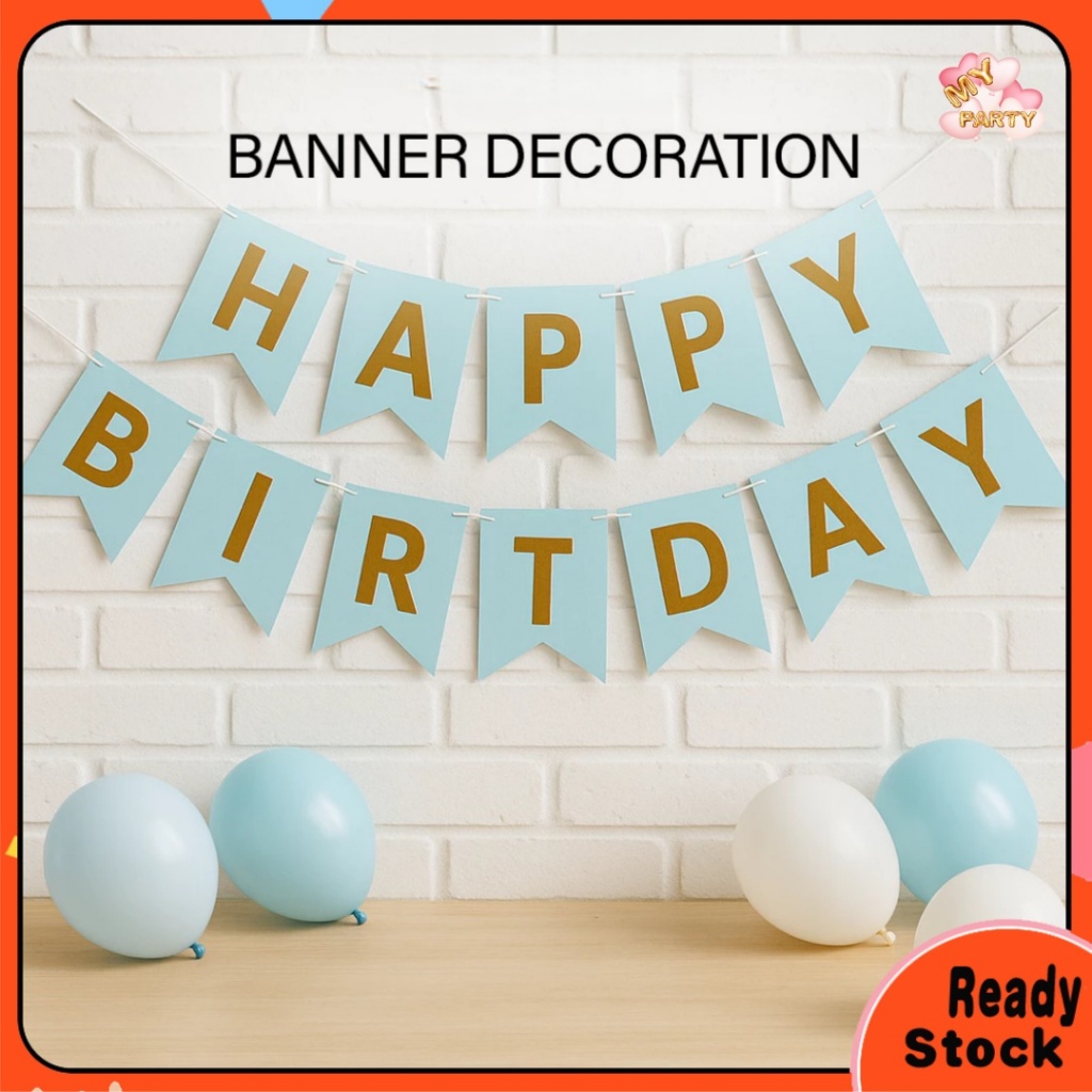 Parti Hari Jadi Happy Birthday Letter Banner Flag Deco Birthday Party Backdrop Flag Tails