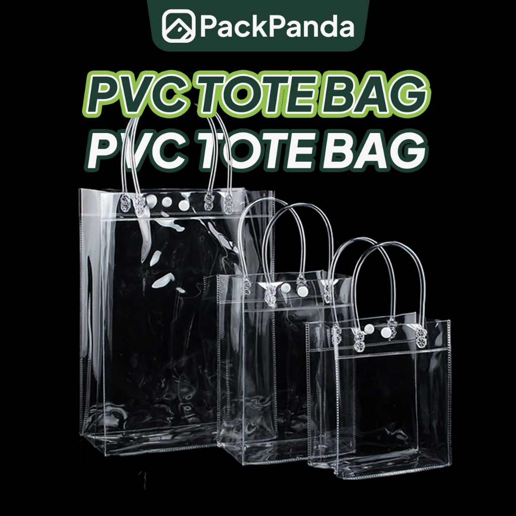 Beg Tote PVC Transparent Beg Plastik Cenderahati Clear Handle Bag Door Gift Hadiah Packaging Premium
