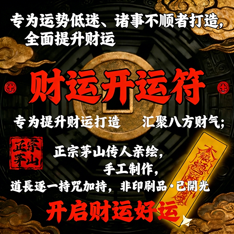 财运开运符 开财运 + 旺正财 + 招偏财 + 聚八方 + 纳福气 + 除晦气 + 化小人 + 助事业 + 转运势 + 贵人助 + 万事顺 ☄️ 茅山传承 道长亲绘 开光加持 ☄️