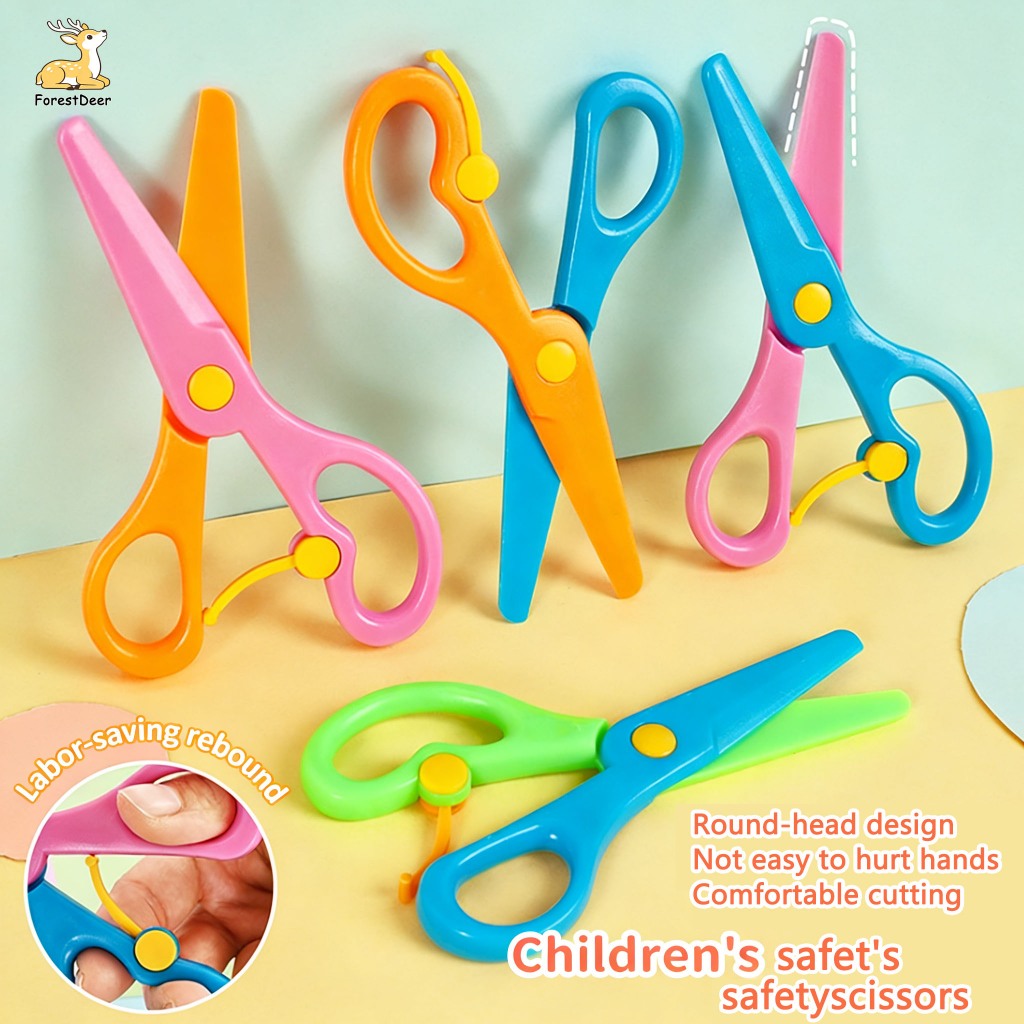 Kindergarten Safety Scissors for Kids, Full Plastic Manual Scissors