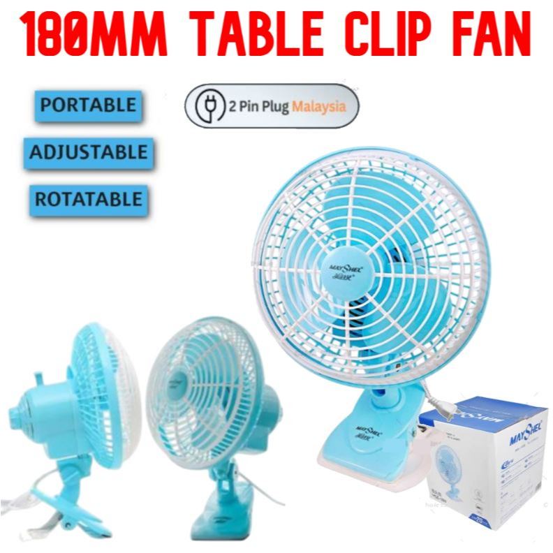 #Readystock 3in1 Clip Fan180MM 20W Strong Wind  PORTABLE FAN ADJUSTABLE TABLE FAN CLIP FAN & 3 FAN BLADES malaysia plug