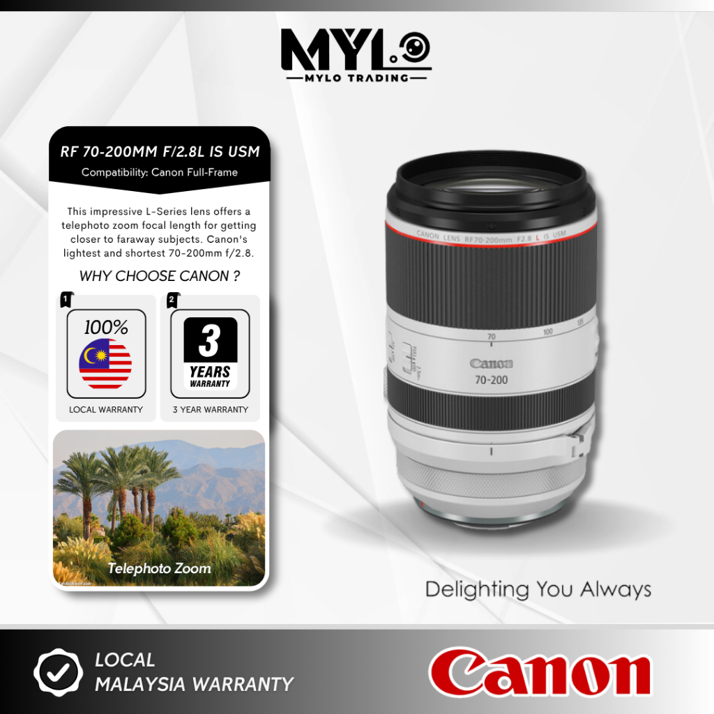 Canon RF 70-200MM f/2.8L IS USM Lens for EOS R RP R7 R10 R5 R6 R3 ( 70 - 200mm ) [1 + 2 Year Warranty]