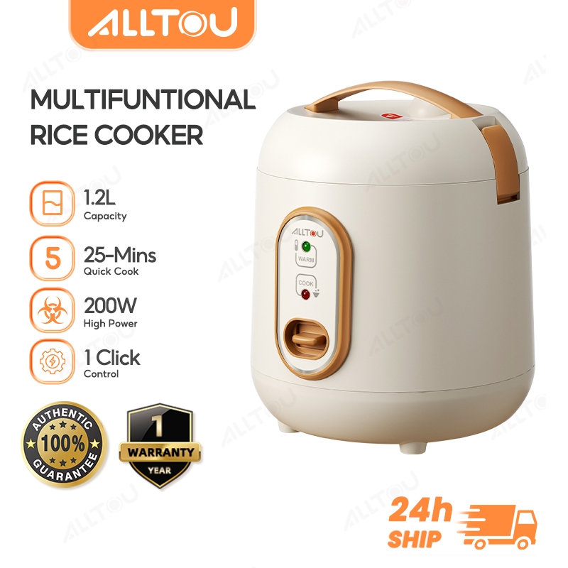 ALLTOU Non-Stick Mini Rice Cooker with Steamer for Student Dormitory (1.2L)
