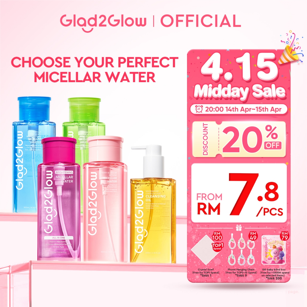 Glad2Glow Micellar Water Makeup Remover Cleansing Oil Glowing Boosting/Acne/Sensitive Care Skin Cleanser Face