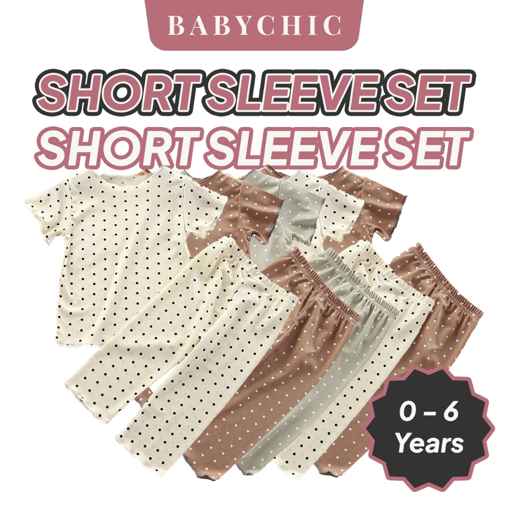 Budak Baju Lengan Pendek Set 0-6 Years Lelaki Perempuan Boy Girl Long Pants Pajamas Fashion Soft