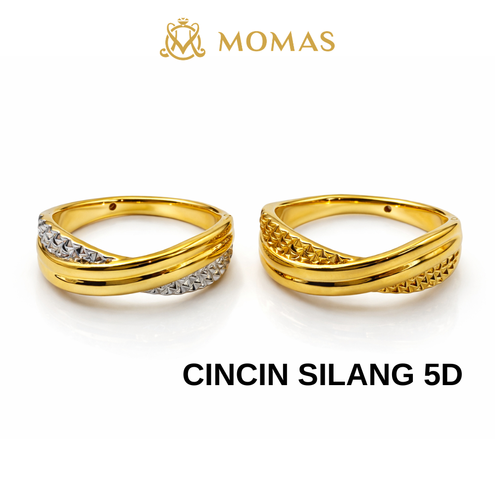 MOMAS CINCIN SILANG 2C 5D Emas 916 Original Cincin Emas 916 Bajet Cincin Fesyen Emas 916 Tulen Cincin FesyenEmas 916