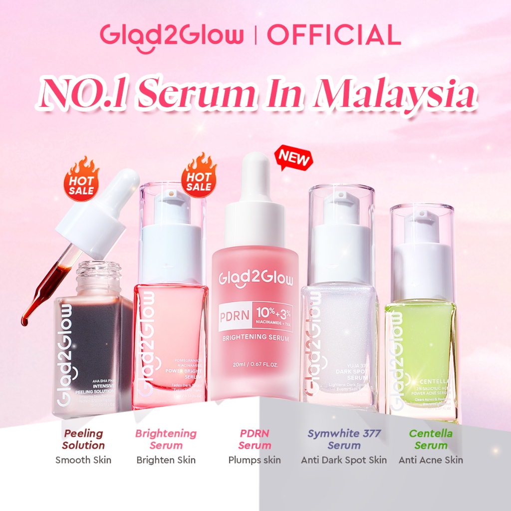 Glad2Glow Serum Peeling / Niacinamide Brightening / Retinol /Acne/377 Dark Spot essence muka Whitening glowing Wajah