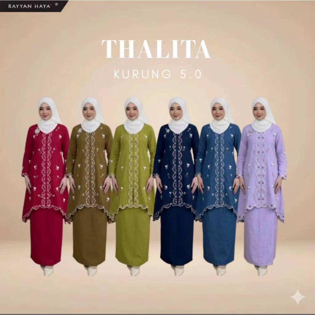 SUPER SALE Rayyan Haya’ Thalita Kurung Beaded Embroidered Checkered Cotton Baju Kurung Cotton