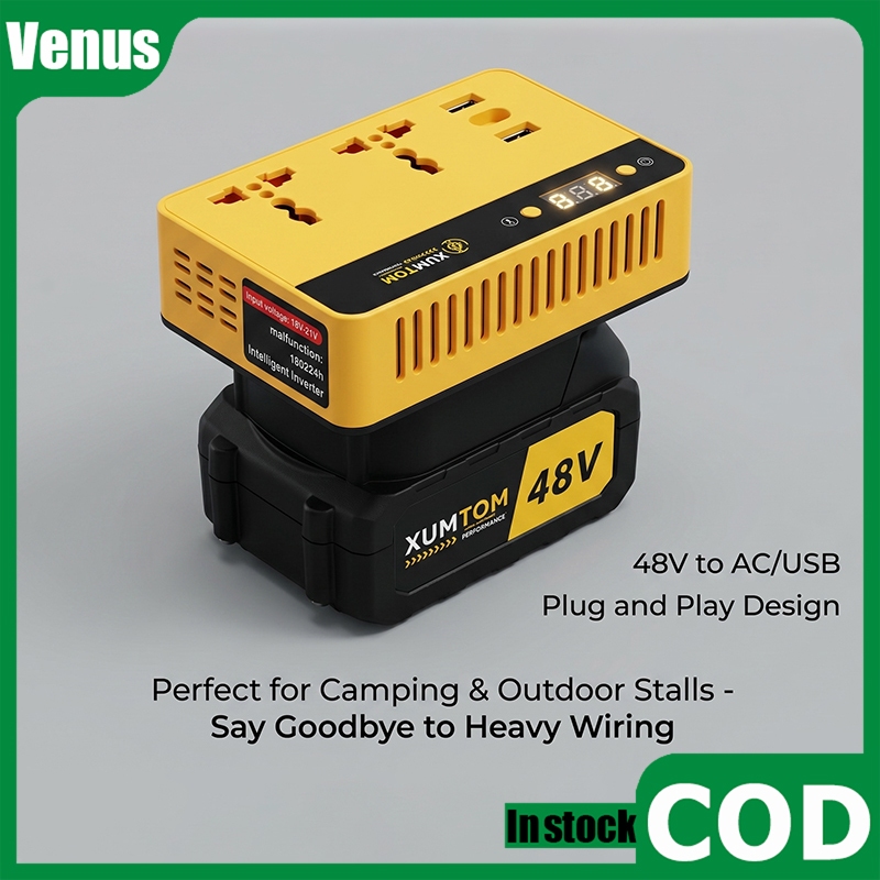 XUMTOM Portable Power Inverters for 20V Battery Inverter 20v to 220v Converter with Dual USB,AC Outlet and Type-C