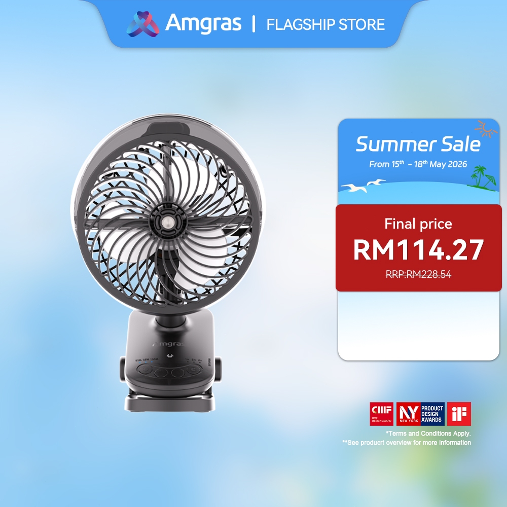 Amgras Stroller Baby Portable Mini Fan Rechargeable 9 Leds/Ultra Quiet/Flexible Tripod/55 Hours (6000mAh)