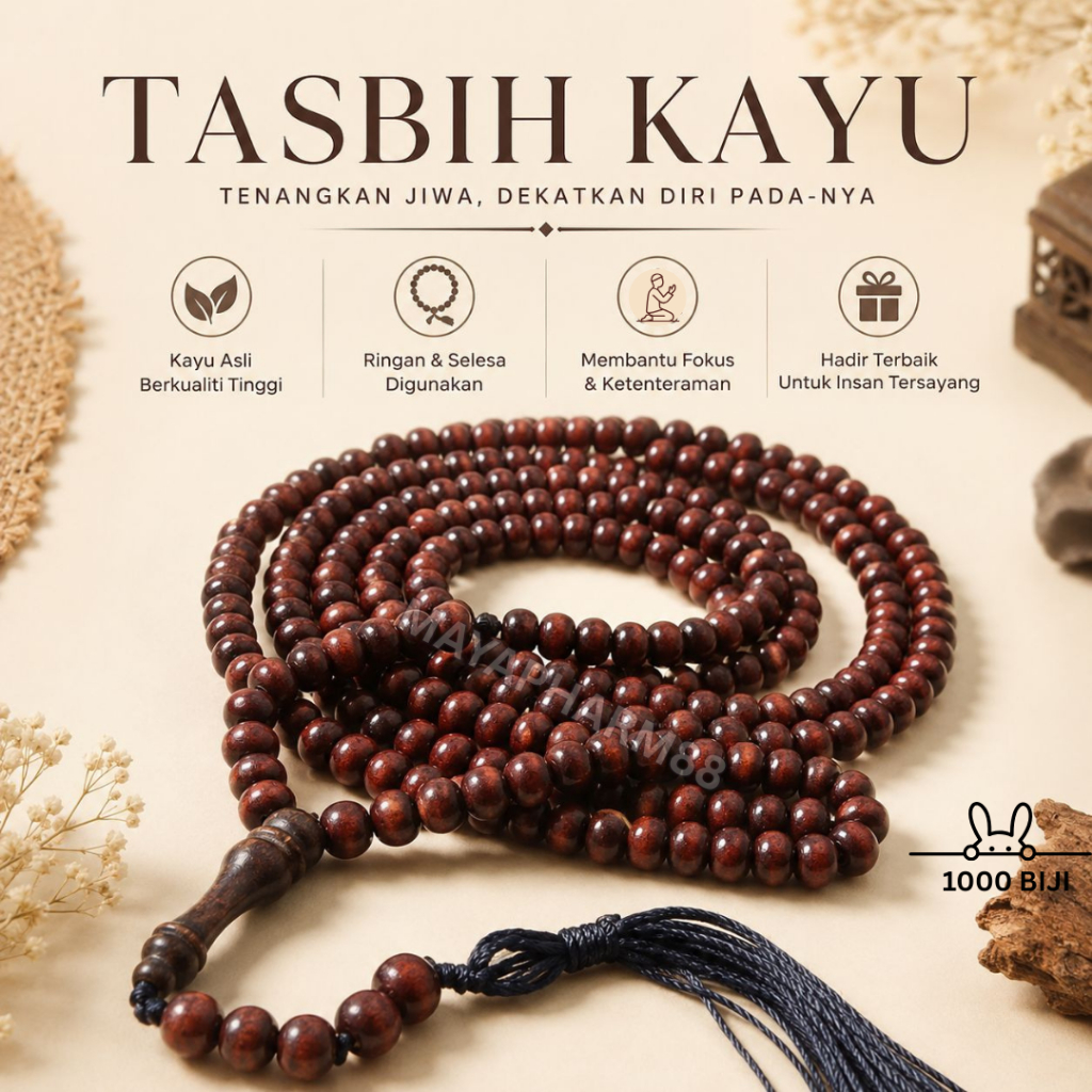 HOT ITEM TASBIH 1000BIJI KAYU KUKUN 1000 BEADS PRAYER