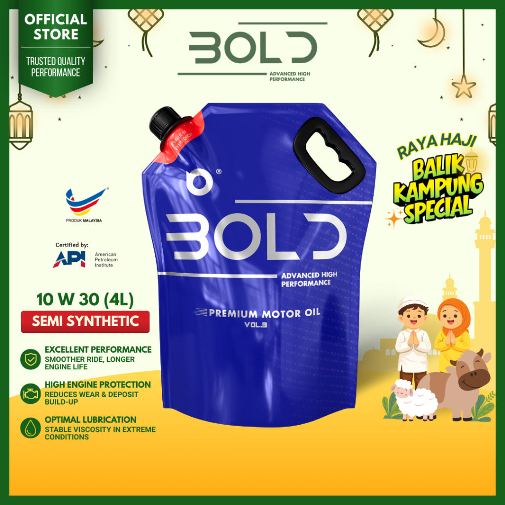 BOLD SIRIM 10w30 3L/4L Semi Synthetic SP Engine Oil Car 10w-30 Minyak Hitam Enjin Kereta Perodua Proton Nissan Honda