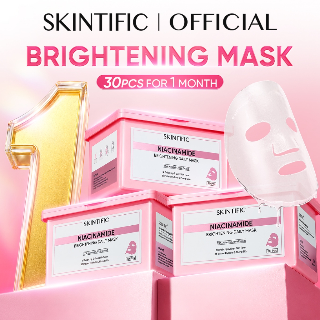 [TOP SELLER]SKINTIFIC Niacinamide Brightening Mask Face Daily Mask Centella 10-minute daily brightening sheet mask 30pcs