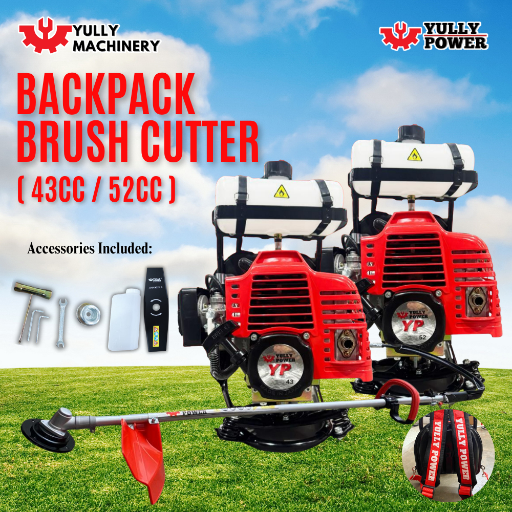 YULLY POWER Backpack Brush Cutter / Mesin Rumput [43cc/52cc] Powerful & Heavy Duty