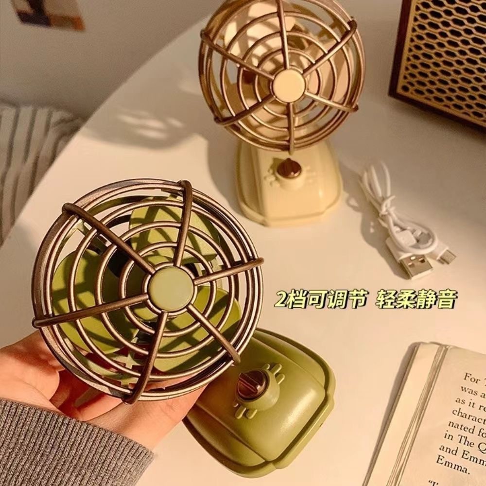 Hadiah kipas desktop USB mini boleh dicas semula retro复古小风扇宿舍怀旧老物件充电usb桌面小型老式电风扇礼物Retro mini rechargeable USB desktop fa