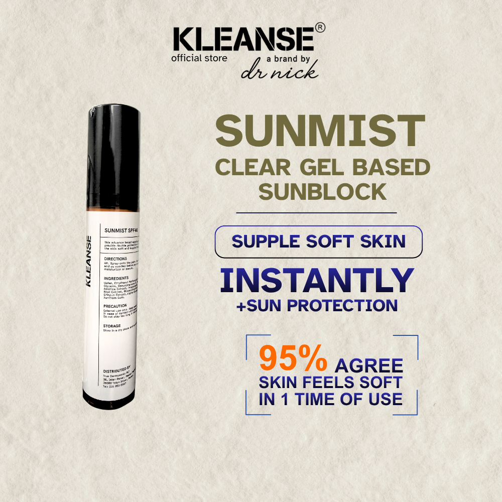 KLEANSE SunMist SPF Dailly Sunscreen Sun Protection Non Sticky Sunblock Suitable for All Skin Types 50ml