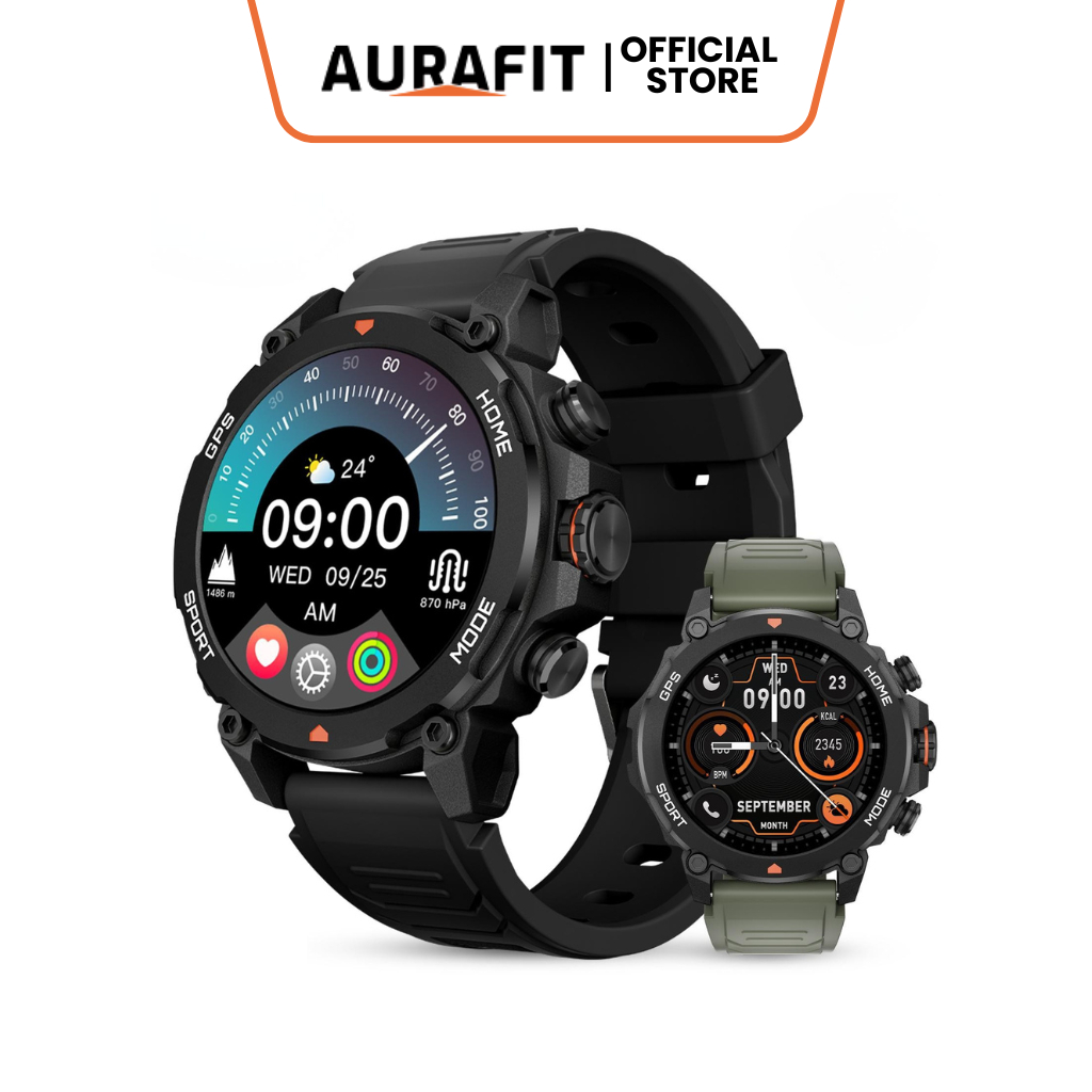 Aurafit Trek 1 Smartwatch Build-in ChatGPT/GPS Heart Rate and Sleep Monitoring 5ATM Water Resistance