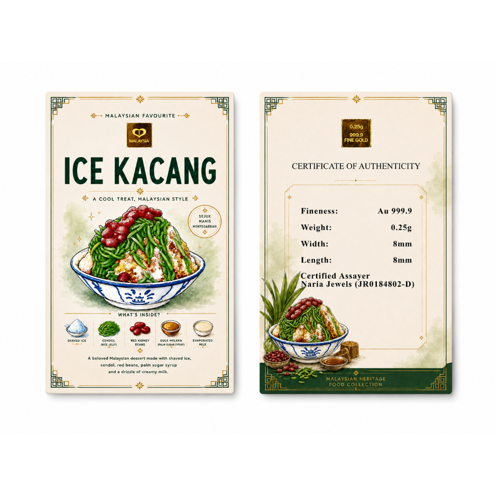 Naria 999.9/24K Gold Bar 0.25gm Ais Kacang Design Food Series Hadiah Untuk&hellip;