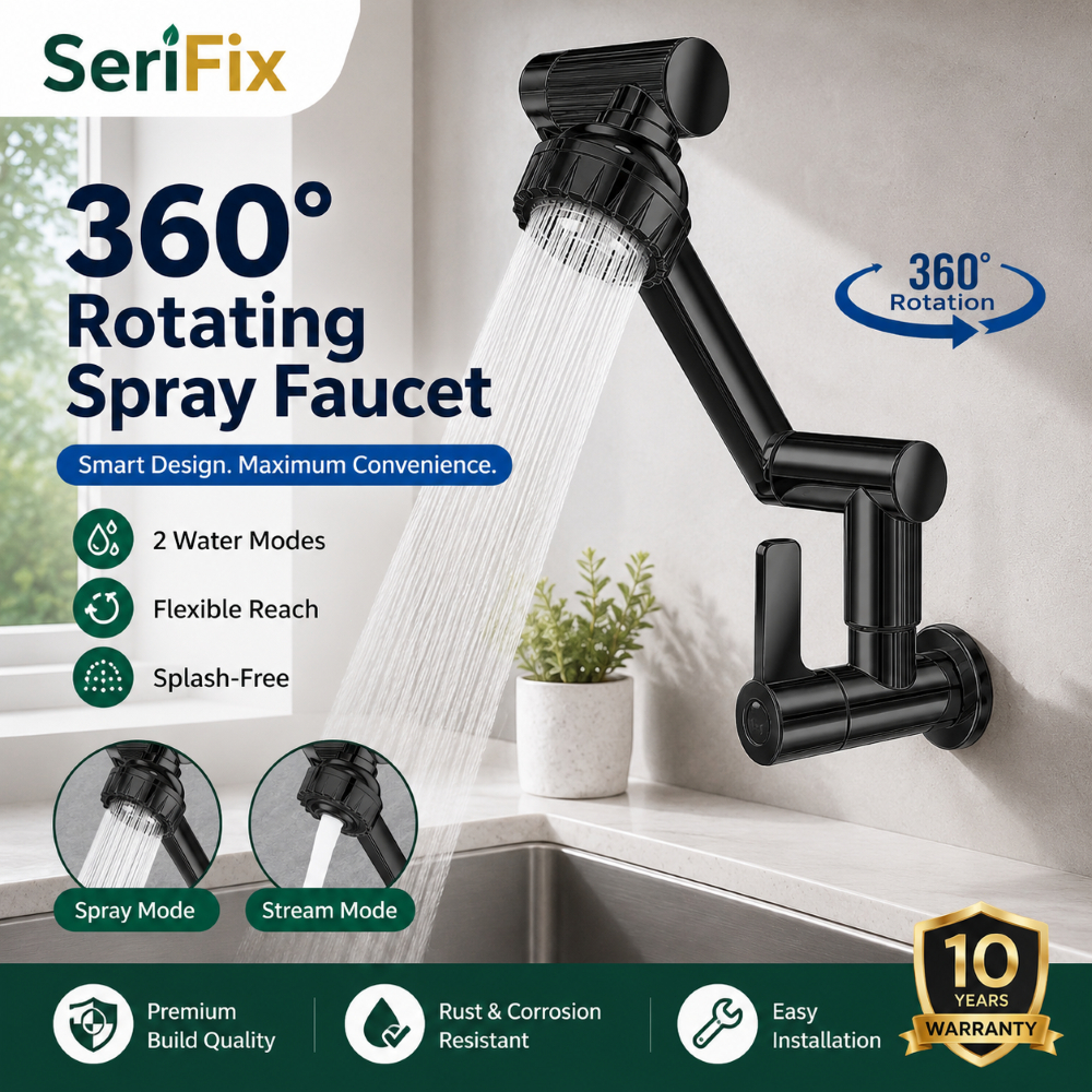 Stainless Steel Kitchen Faucet Single Cold Outlet Modes Sink Faucet 1080° Rotating SUS304 Water Tap