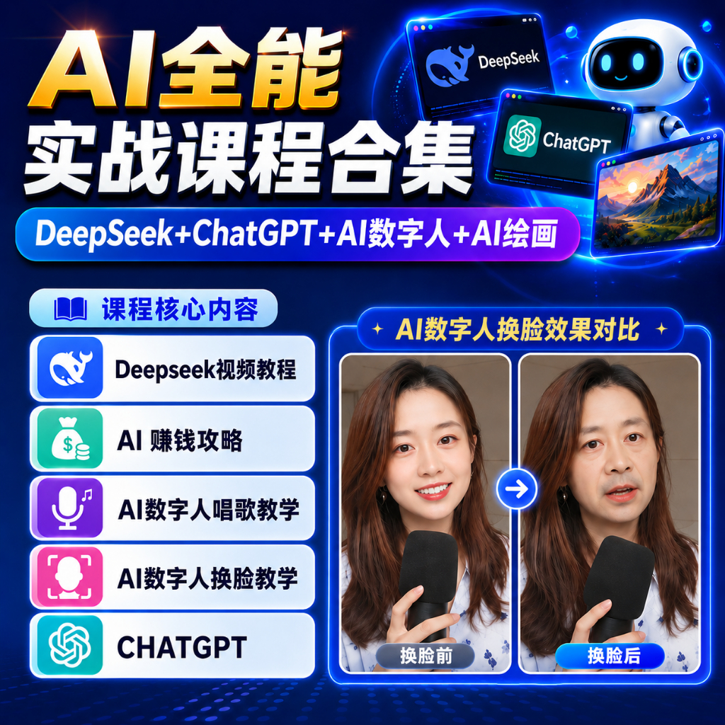 AI全能实战课程合集 DeepSeek+ChatGPT+AI数字人+AI绘画
