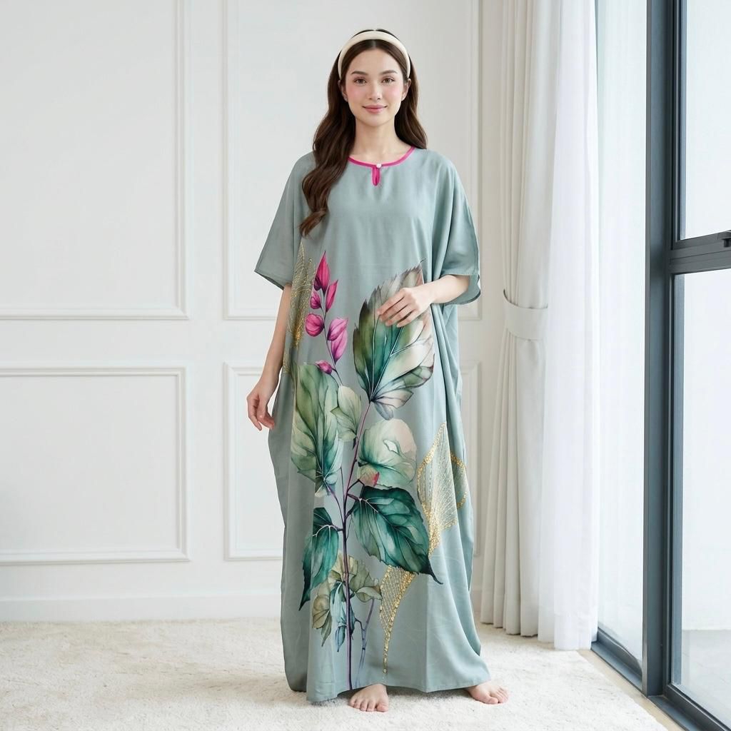 Kaftan 100% Cotton Sejuk Baju Tidur Kelawar Batik Terengganu Free Size Plus Size