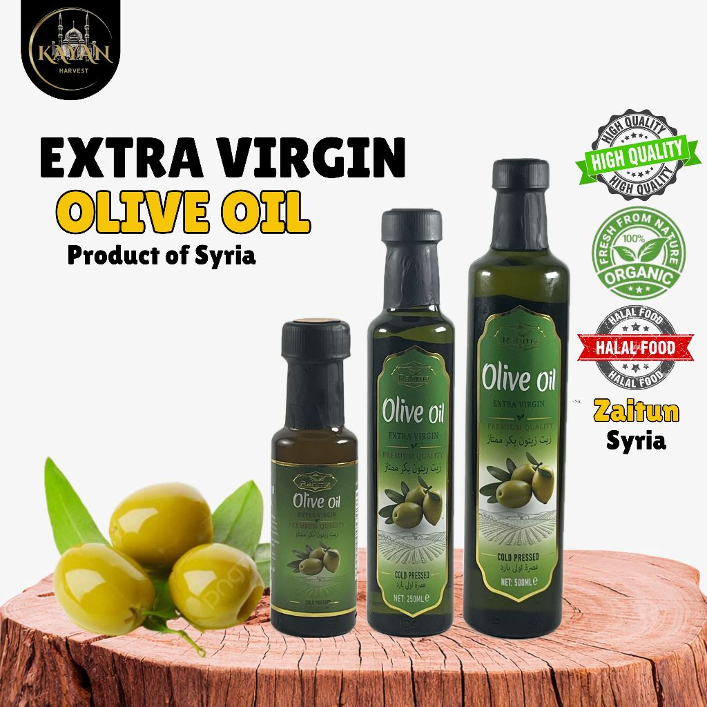 Minyak Zaitun Extra Virgin Syria Asli | Premium EVOO Olive Oil | Cold Pressed | Rahma | 100ml 250ml 500ml