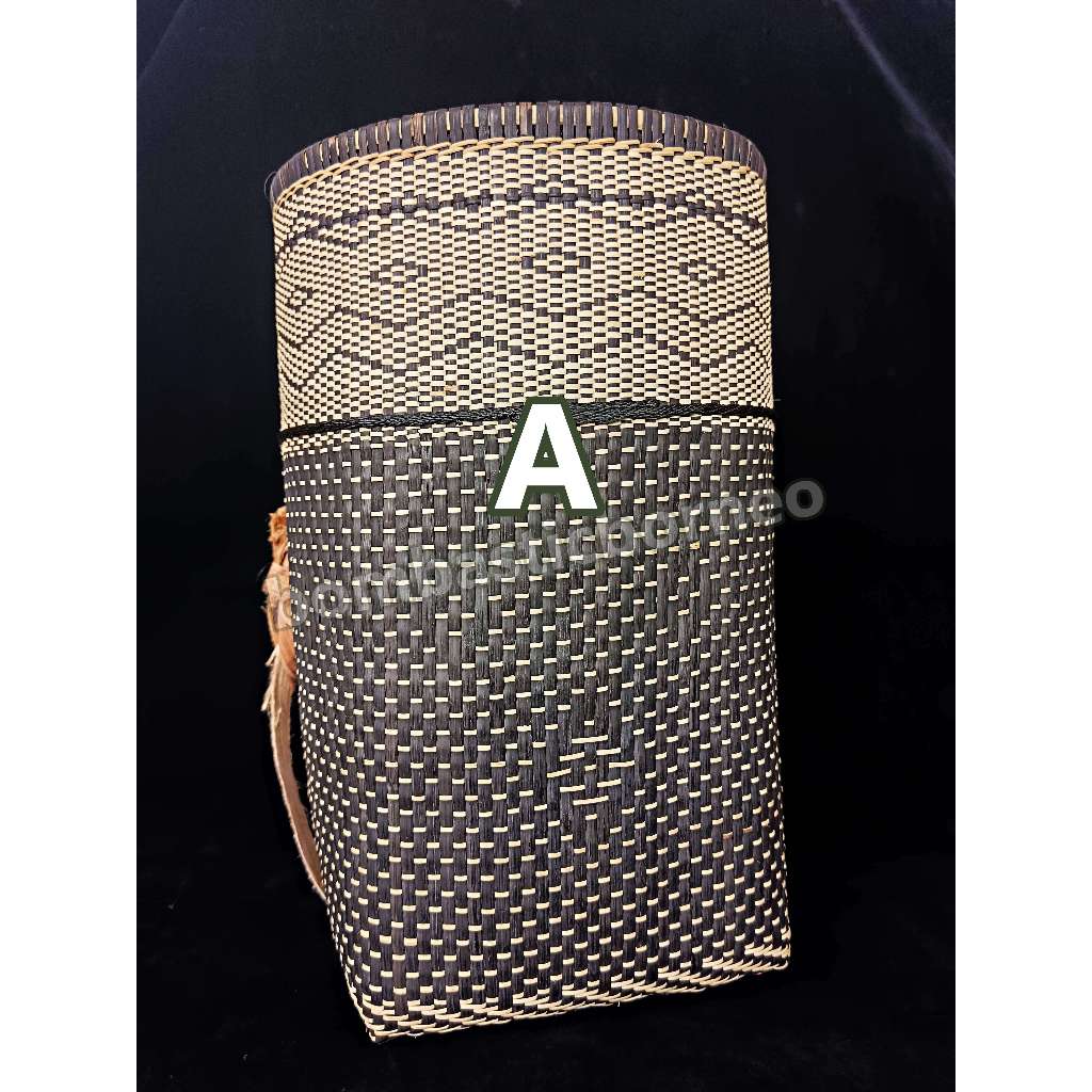 [READY STOCK] Borneo Traditional Handwoven Rattan Tambok Basket Backpack Ethnic Tribal Sling Bag